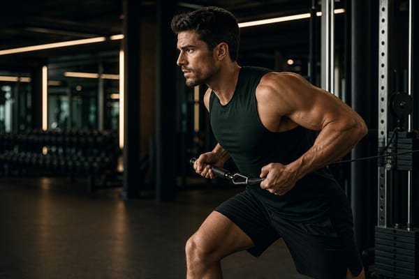 Man training on a rowing machine